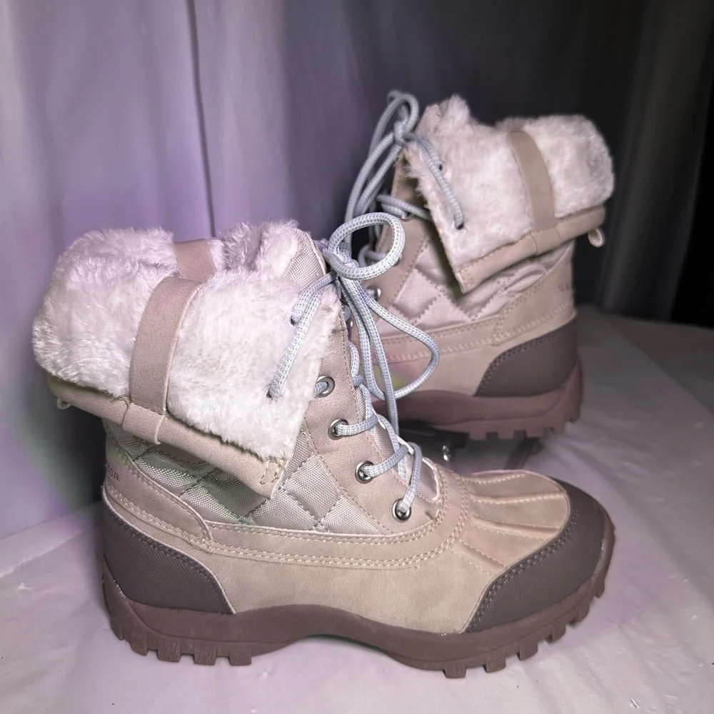 U.S. Polo Assn. White and Gray Fur-Lined Boots